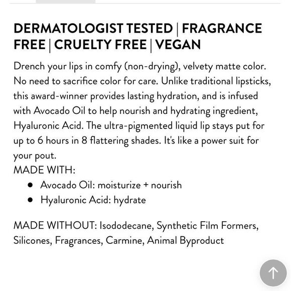 Honest hydrating liquid lipstick matte off duty clean ingredients - Picture 4 of 6